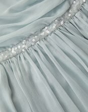 Sequin One Shoulder Prom Dress, Teal (DUCK EGG), large
