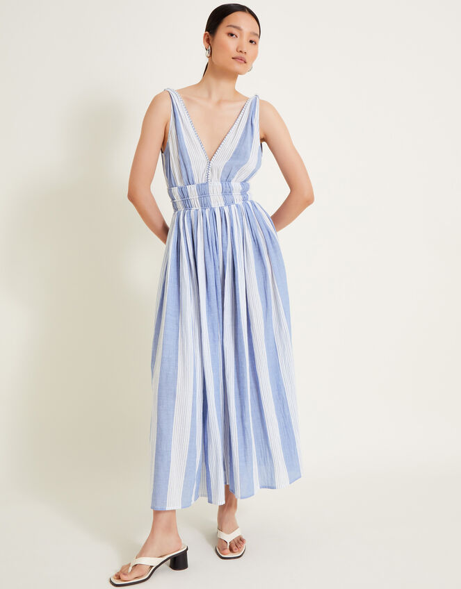 Celia Stripe Dress, Blue (BLUE), large