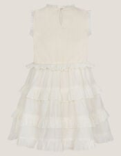 Crochet Yoke Ruffle Dress, Ivory (IVORY), large