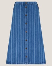 Ottilie Stripe Denim Midi Skirt, Blue (DENIM BLUE), large