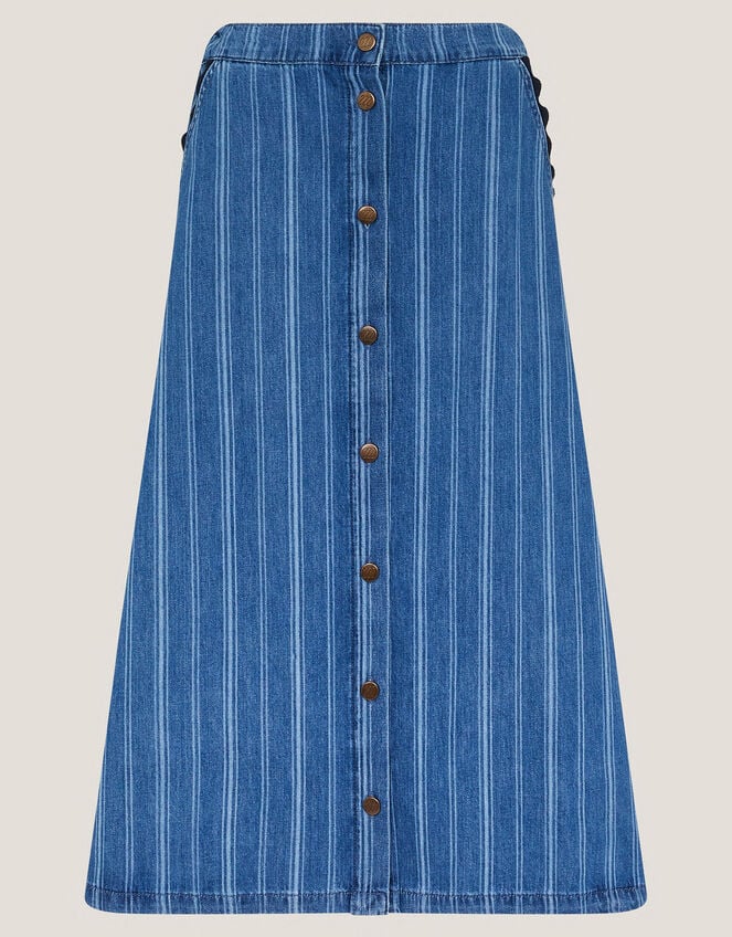 Ottilie Stripe Denim Midi Skirt, Blue (DENIM BLUE), large