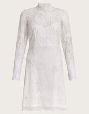 Krystyna Embroidered Short Wedding Dress, Ivory (IVORY), large