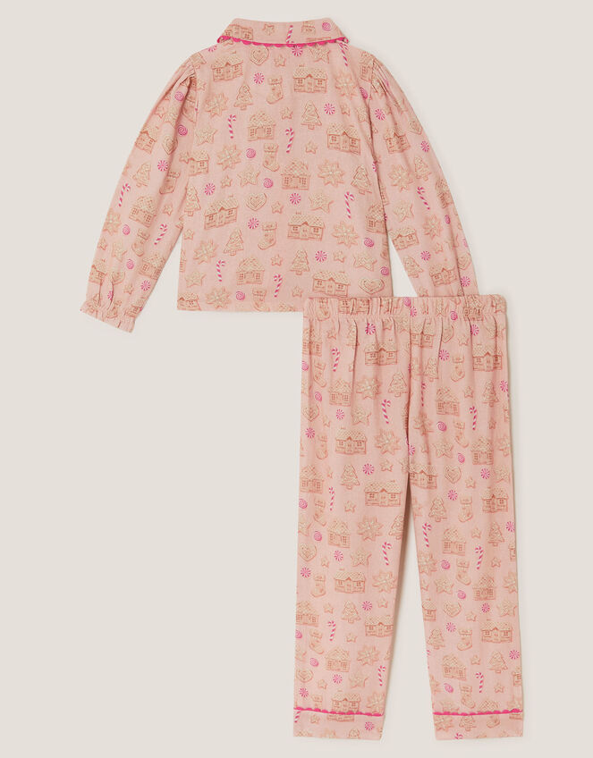 Gingerbread Print Long Christmas Pyjamas Set, Pink (PINK), large