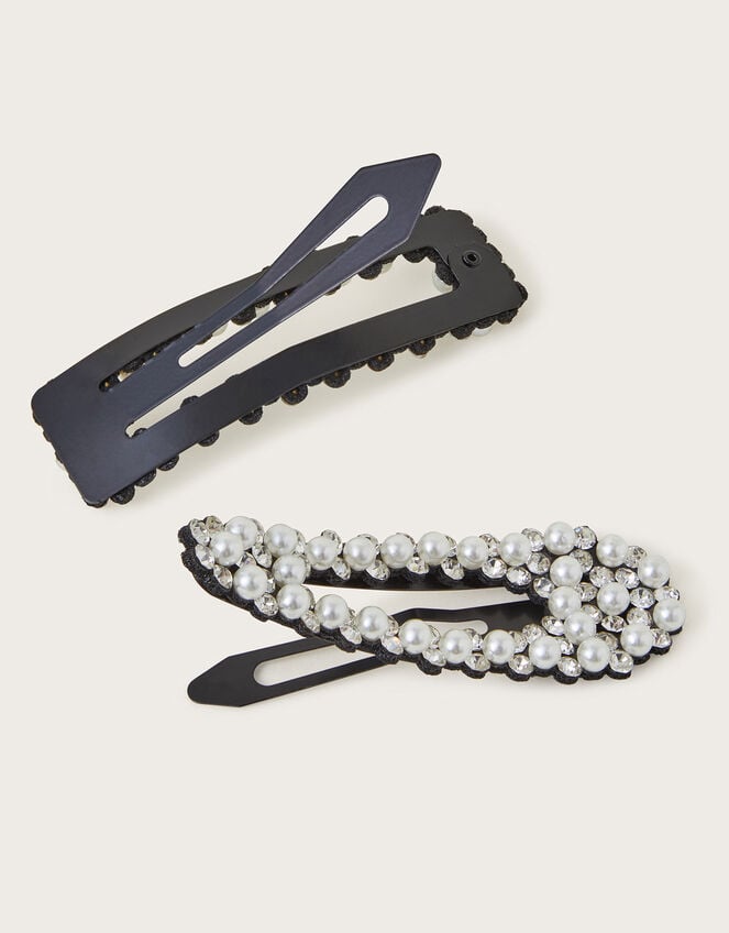 2-Pack Pearl and Diamante Hair Clips, , large