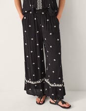 Samara Embroidered Wide Leg Trousers, Black (BLACK), large