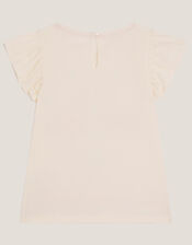 Sequin Flamingo Frilly T-Shirt, Blue (BLUE), large