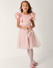 Aisha Appliqu&eacute; Butterfly Ruffle Party Dress, Multi (MULTI), large