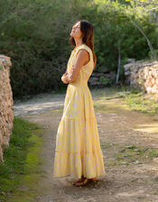 La Galeria Elefante Floral Print Midi Dress, Yellow (YELLOW), large