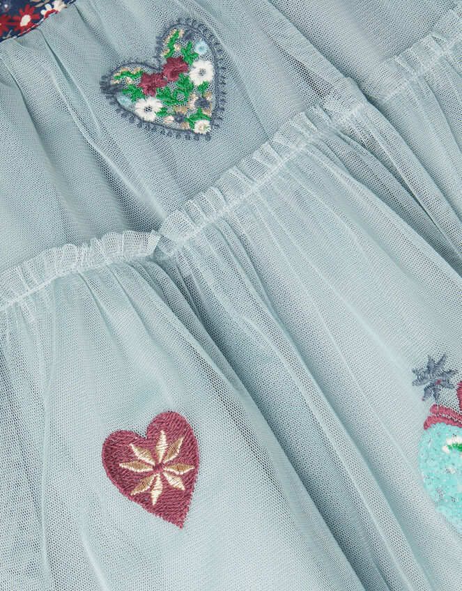 Heart Embellished Tulle Skirt, Green (GREEN), large