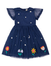 Frugi Penny Appliqué Party Dress, Blue (NAVY), large