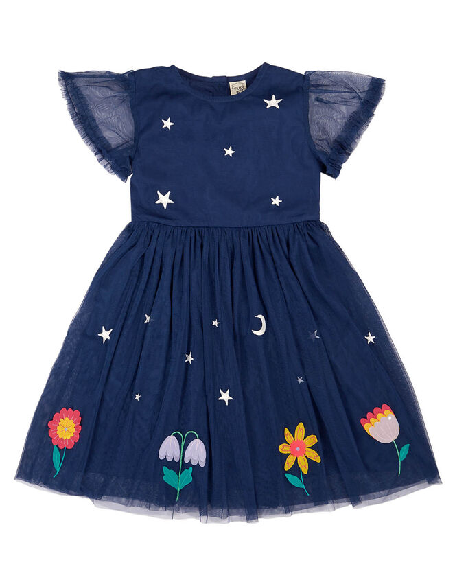 Frugi Penny Appliqué Party Dress, Blue (NAVY), large