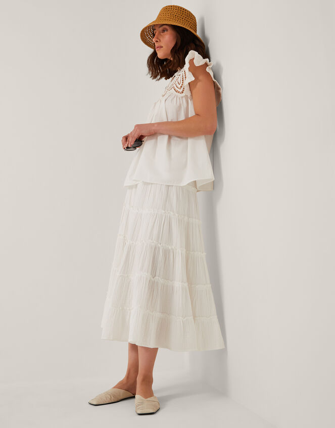 Zadie Broderie Frill Top, White (WHITE), large