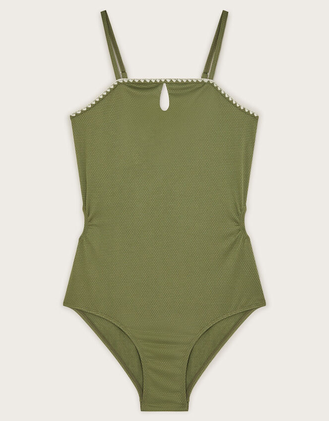 Texture Cut-Out Swimsuit, Green (KHAKI), large
