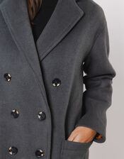 Rino and Pelle Longline Double-Breasted Coat, Grey (GREY), large