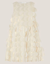 Jazzy Shimmer Scallop Frill Dress, Gold (GOLD), large