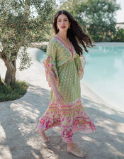 Piti Cuiti Floral Print Maxi Kaftan Dress, Green (GREEN), large