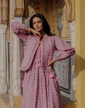 Dilli Grey Fifi Long-Sleeve Floral Midi Dress, Pink (PINK), large