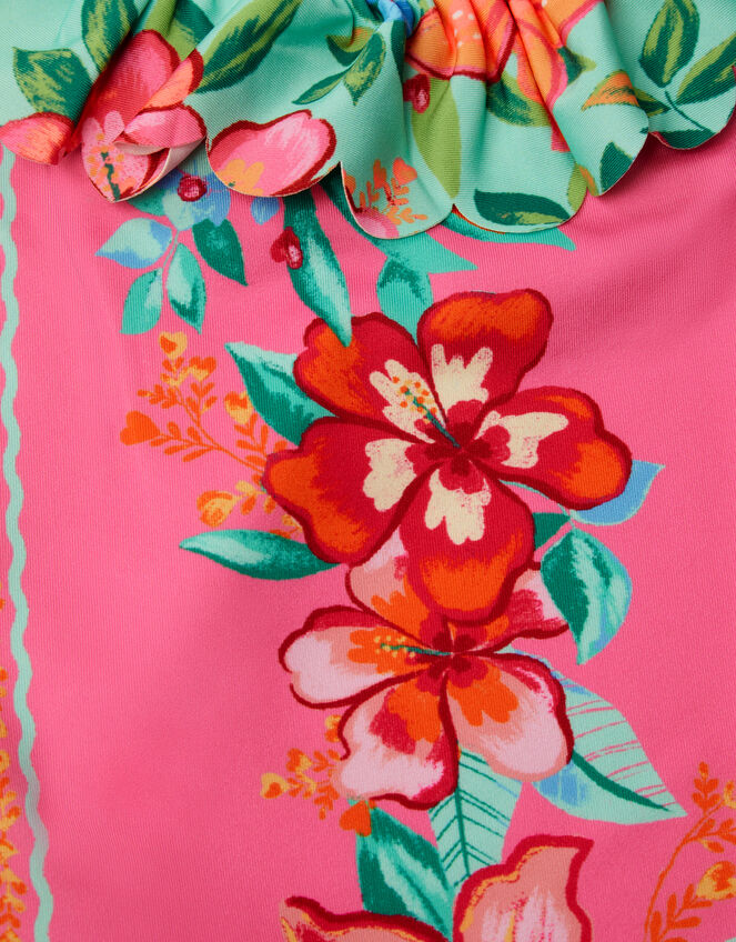 Tropical Floral Frill Swimsuit, Pink (PINK), large