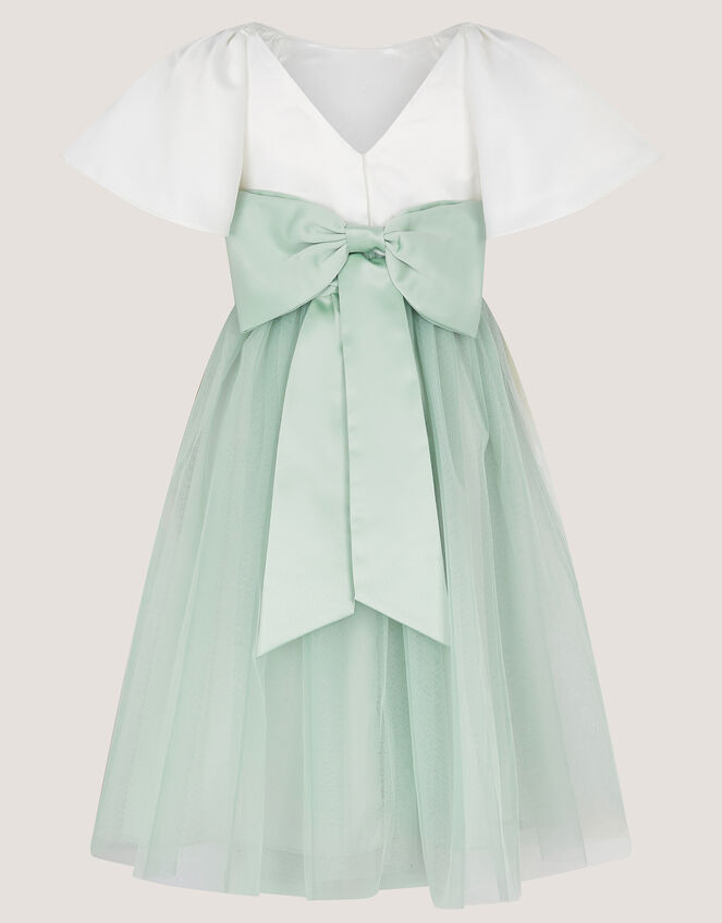 Angelica Bow Tulle Flower Girl Dress, Green (SAGE), large