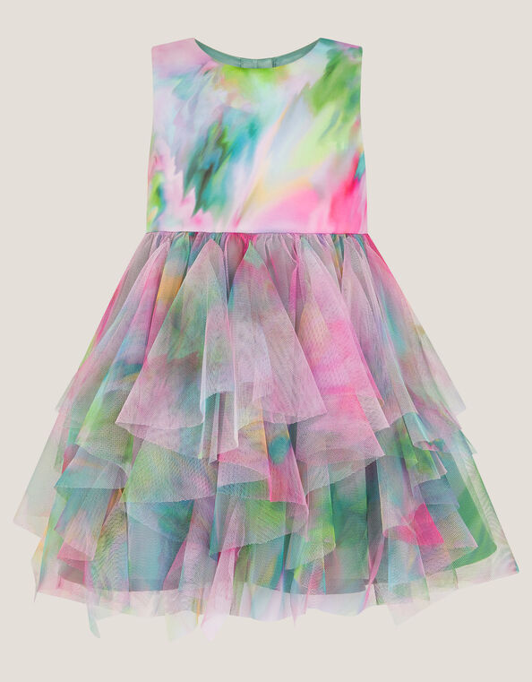 Baby Watercolour Sleeveless Ruffle Party Dress, Multi (MULTI), large