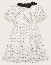 Baby Emily Short Sleeve Spotty Tulle Dress, Ivory (IVORY), large