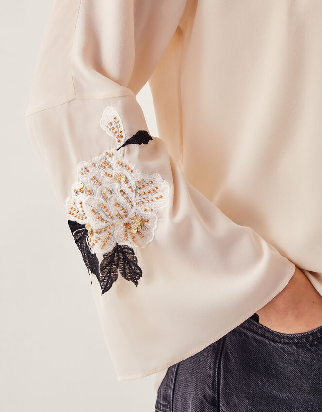Ariah Floral Embellished Blouse, Cream (CREAM), large