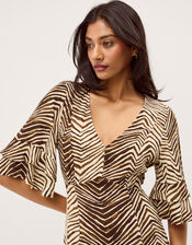 Pippa Animal Print Midi Dress, Green (KHAKI), large