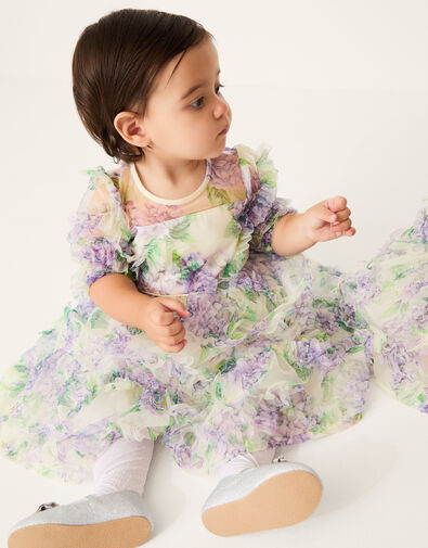 Baby Hydrangea Print Ruffle Dress, Multi (MULTI), large