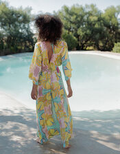 Piti Cuiti Plunge Floral Print Jumpsuit, Yellow (YELLOW), large