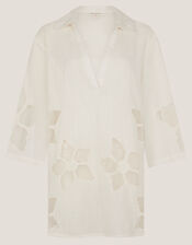 Joanna Cutwork Beach Shirt, Ivory (IVORY), large