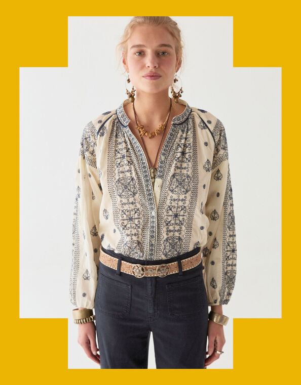 Maison Hotel Stephanie Embroidered Blouse, White (OFF WHITE), large