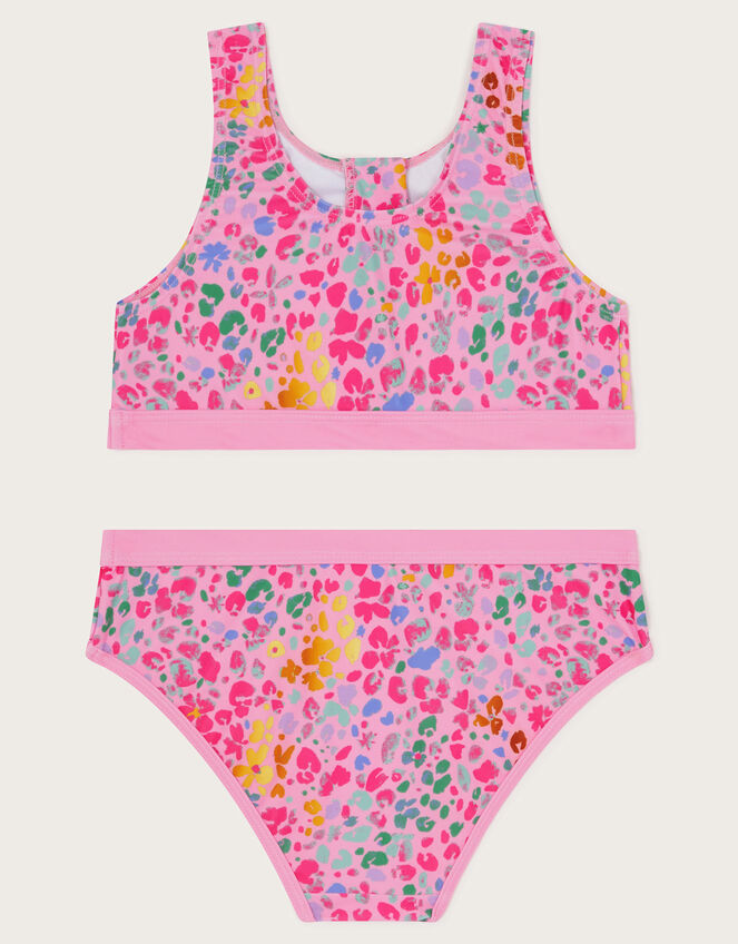 Leopard Print Sporty Bikini Set, Pink (PINK), large