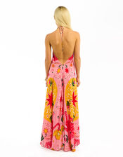 Wild Voila Tiger Print Backless Maxi Dress , Pink (PINK), large