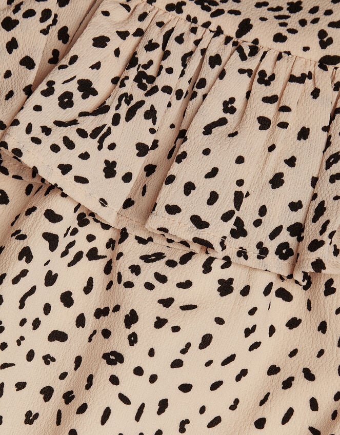 Ruffle Animal Print Dress, Ivory (IVORY), large