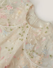 Floral Embroidered Cape Party Dress, Multi (MULTI), large