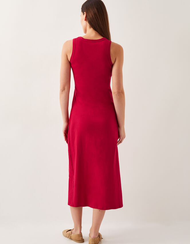 Sleeveless Tie-Side Column Midi Dress, Red (RED), large