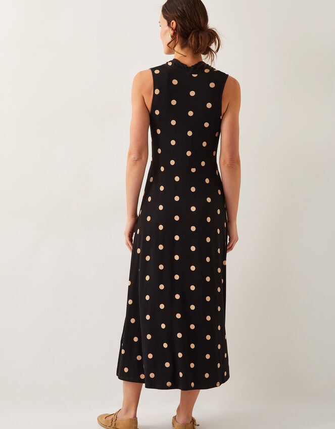 Sareesha Polka Dot Midi Dress, Black (BLACK), large