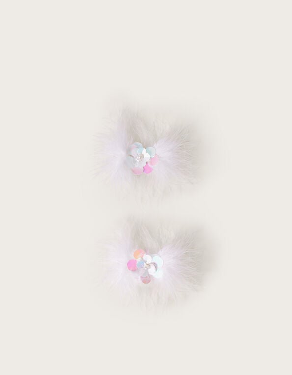 2-Pack Feather Sequin Flower Hair Clips, , large