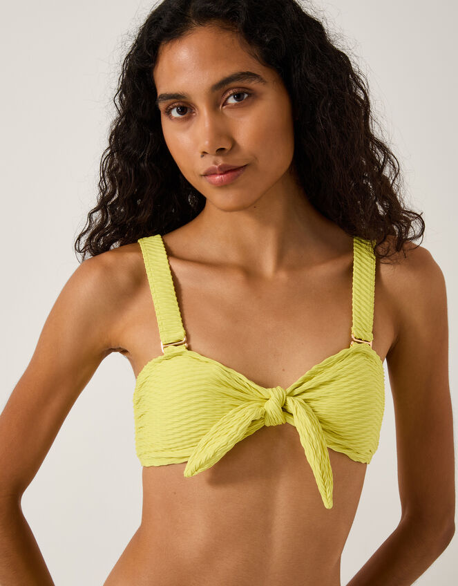 Alina Rib Bandeau Bikini Top, Green (LIME), large