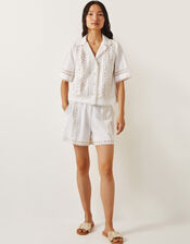 Irina Short Sleeve Lace Shirt, White (WHITE), large