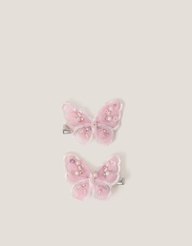 2-Pack Embellished Butterfly Bridesmaid Hair Clips, Pink (PINK), large