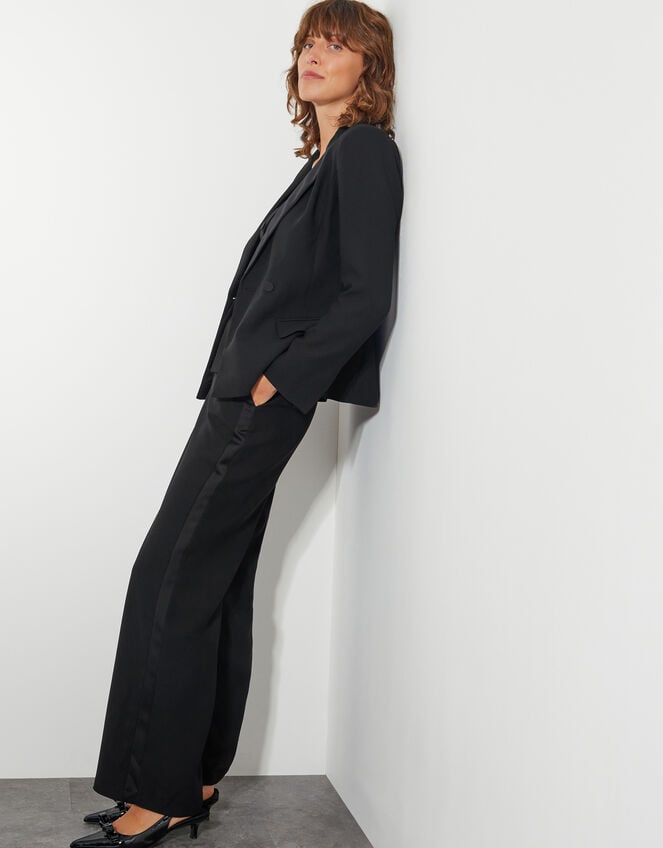 Ava Tuxedo Wide Leg Trousers, Black (BLACK), large