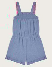 Embroidered Jersey Playsuit, Blue (BLUE), large