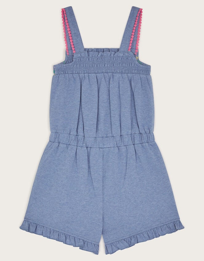 Embroidered Jersey Playsuit, Blue (BLUE), large