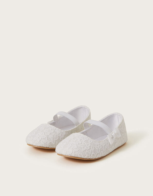 Baby Lace Bow Walker Shoes, Ivory (IVORY), large