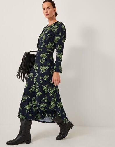 Joules Long Sleeve Jersey Midi Dress, Blue (NAVY), large