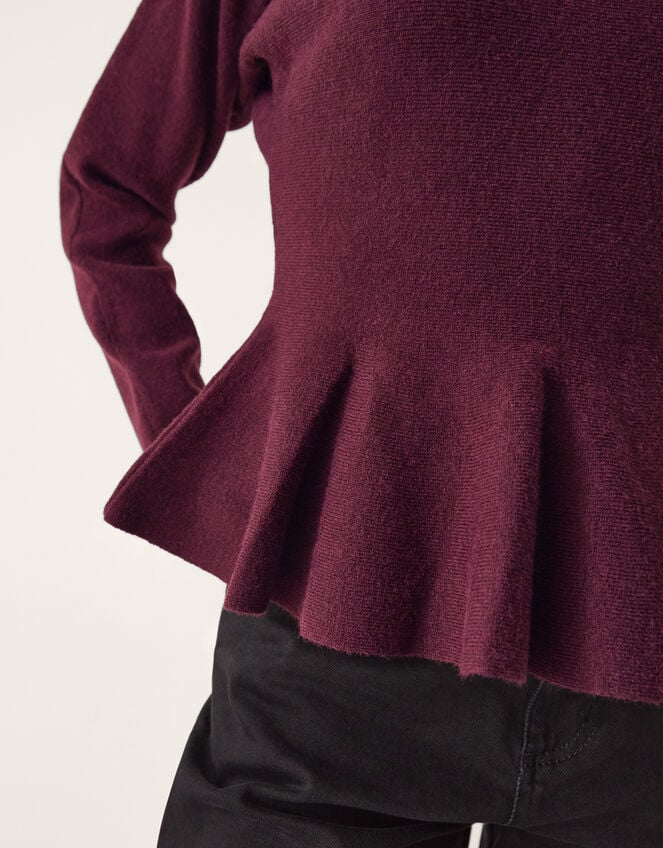 Peony Peplum Jumper, Red (BURGUNDY), large