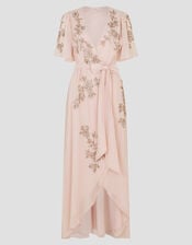 Sarah Embellished Wrap Dress , Pink (BLUSH), large