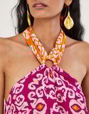 Bandhani Print Halter Ring Cami Top in LENZING™ ECOVERO™ , Pink (PINK), large