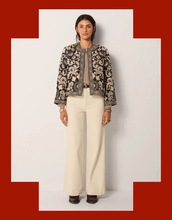 Maison Hotel Balani Ornate Print Jacket, Black (BLACK), large